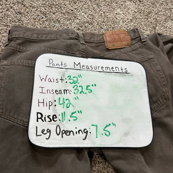 Vintage 90s Men's Levis 501 Button Fly Brown Denim Straight Leg Jeans (32x32.5) - Picture 10 of 10